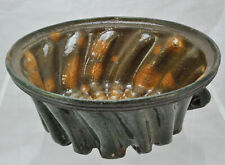 Large Antique Redware Swirl Pudding Food Mold Flint Glaze 19th Century picture