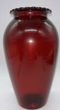 Vintage 1956 Anchor Hocking Ruby Red Glass Ruffled Edge 9 in Vase picture