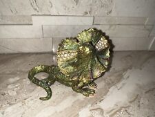 Rucinni Frill Neck Lizard Jeweled Trinket Box Rhinestone Magnetic Hinged Lid picture