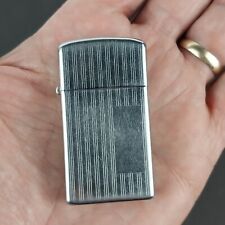 Vintage 1968 Zippo Slim Lighter Machined Striped Engravable - NICE picture