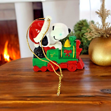 Hallmark Christmas Ornament Peanuts Snoopy On Toy Train 1990s Cute picture