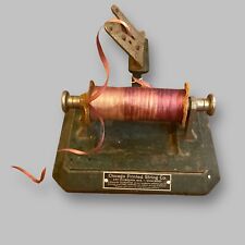 Antique Orig. CHICAGO PRINTED STRING Advertising Ribbon Ad Cast Iron Dispenser picture