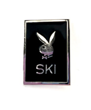 Vintage Rare Playboy Bunny Ski Lapel Pin Button Reads 