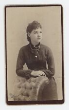 Antique CDV Circa 1870s Stunning Beautiful Young Girl in Dress Brooklyn, NY picture