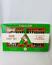 Vintage Everglow Noel Tulip Flower Steady / Flashing 100 Christmas String Lights picture