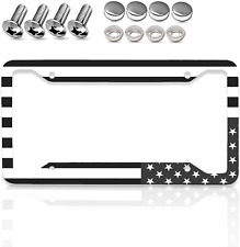 Black American Flag License Plate Frame, Patriotic Licenses Plate Aluminum Metal picture