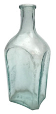 Antique Ed Pinaud Aqua Blue Glass Perfume Tonic Bottle Paris Embossed Empty picture