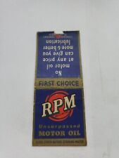 RPM Unsurpassed Motor Oil Matchbook Cover picture
