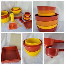 Vintage Tupperware Harvest Orange Red Yellow Set  Lot 25 Pieces picture