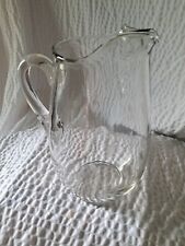 Vintage  Glass Water Pitcher Etched Leaves And Stems. Excellent Condition, 1gal picture
