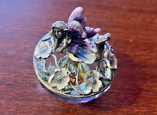 Cloisonne Enameled Swarovski Leaded Crystal Trinket Box Adorned With Fairy picture