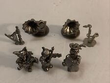 Fox, Cat & Mouse Playing Music, Phonograph Set Of 7 Figurines MS Pewter VTG picture