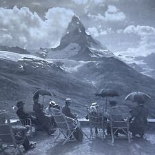 Antique 1901 Wealthy Victorian People Matterhorn Stereoview Photo Card V2872 picture