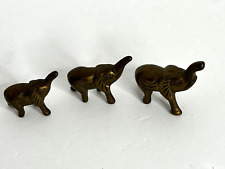 Vtg Brass Elephant Family Lot 3 Pcs Brass Largest 2 1/4