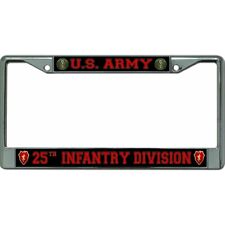 army 25th infantry division military logo chrome license plate frame usa made picture