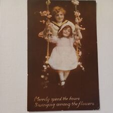 Postcard Tuck Oilette When the Heart is Young Valentines Among  the Flowers #514 picture