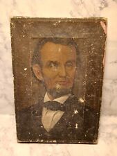 ~ANTIQUE Very Old Abraham Lincoln Civil War Portrait on Canvas~ picture