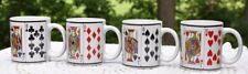 TRISA Royal Flush Ceramic Mugs Set of 4 Poker Casino Playing Cards 12 oz. picture