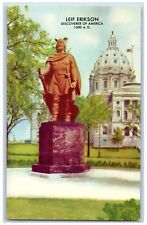 St Paul Minnesota MN Postcard Leif Erikson Discover America 1000 AD 1940 Vintage picture