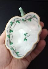 HEREND Hungary Leaf Dish Hand Painted Fine Porcelain Parsley Pattern 24kt Gold  picture