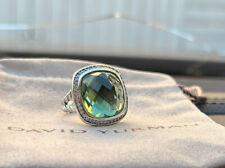 David Yurman Sterling Silver Albion 17mm Peridot & Diamond Ring Size 6 picture