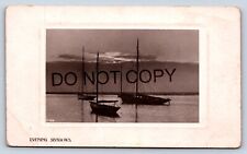 Postcard RPPC Scenic View Evening Shadows Boats Vessels Clouds Sunset P-159 I3 picture