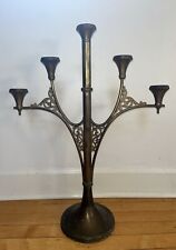 Antique 5 Light Candelabra From Church 25” Tall & 19” Wide Heavy & Great Patina picture