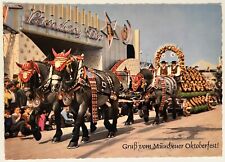 Greetings from Oktoberfest Munich Germany vintage postcard Beer Horse Wagon picture
