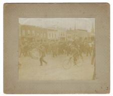 c1900 Beloit Wisconsin WI City Band Drums Bicycle American Flags Photo 6.5x5.5” picture