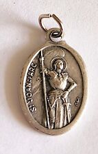 Saint St. Joan of Arc + Pray for Us - Italian Silver tone OX 1 inch Medal  picture