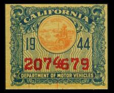 CA MVD1 State Revenue 1944 CALIFORNIA MOTOR VEHICLE LICENSE MNH SEE PHOTOS L-577 picture
