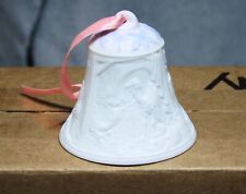 Lladro Spain Annual Christmas Bell Ornament 1997 White Pink Purple No Box picture
