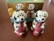 Kitchen Traditions Earthenware Dogs Dalmatian Salt & Pepper Shakers 3.5” Hydrant picture