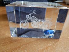 MOTORCYCLE 3-D LASER ETCHED IN GLASS MAYFLOWER GLASS UNIQUE 3