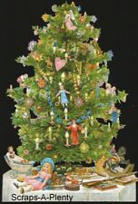 German Embossed Vintage Style Scrap Die Cut-Large Christmas Tree &Toys  BK5024 picture