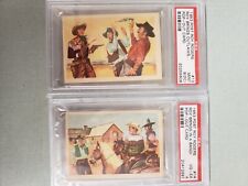 2 - 1953 Post Cereal Roy Rogers Pop Out Cards .   # 13 PSA 9 O/C & 14 PSA 4 . picture