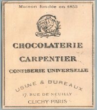 1914 CARPENTIER CONFECTIONERY A CLICHY 92 ANTIQUE CHOCOLATE ADVERTISEMENT picture