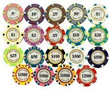 NEW 100 Monte Carlo Smooth 14 Gram Clay Poker Chips Bulk - Pick Your Chips picture