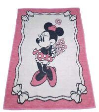 Vtg Biederlack USA Disney Minnie Mouse Pink Reversible Lap Blanket 50”x72” picture