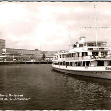 c1960s Lindau, Germany MS Schwaben Ship RPPC Lake Constance Harbor Photo A150 picture