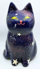 VTG Ceramic Celestial Kitten Cat Hand Painted Midnight by Camille 1982 7