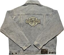 Vintage Harley Davidson Denim Jean Jacket Emblem Canada Size  Large Embroidered picture