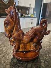 Vintage Brown Horse Planter Ceramic Glaze picture