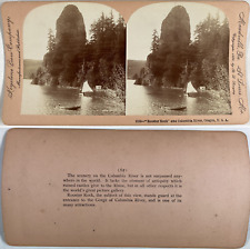 Oregon, Columbia River and Rooster Rock, Vintage Albumen Print, ca.1890, Ste picture