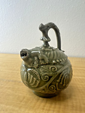 Teapot Yaozhou Ware Celadon Porcelain, Lotus Blossom, Vintage Reverse Flow picture