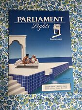 Vintage 1998 Parliament Lights Cigarette Print Ad Man Woman Oceanside Pool picture