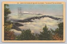 Above Clouds Mt Wilson California Old Baldy in Distance Linen Postcard No 6248 picture