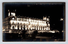 RPPC Mexico Palacio Municipal DF at Night Postcard picture
