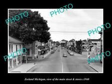 OLD LARGE HISTORIC PHOTO ZEELAND MICHIGAN THE MAIN STREET & STORES 1940 picture