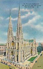Vintage Postcard NEW YORK  CITY  ST PATRICK'S CATHERDRAL  LINEN  POSTED STAMP picture